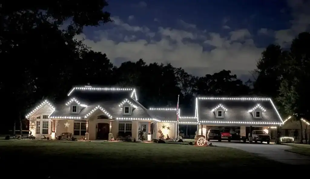 Colorful outdoor Christmas lights decoration