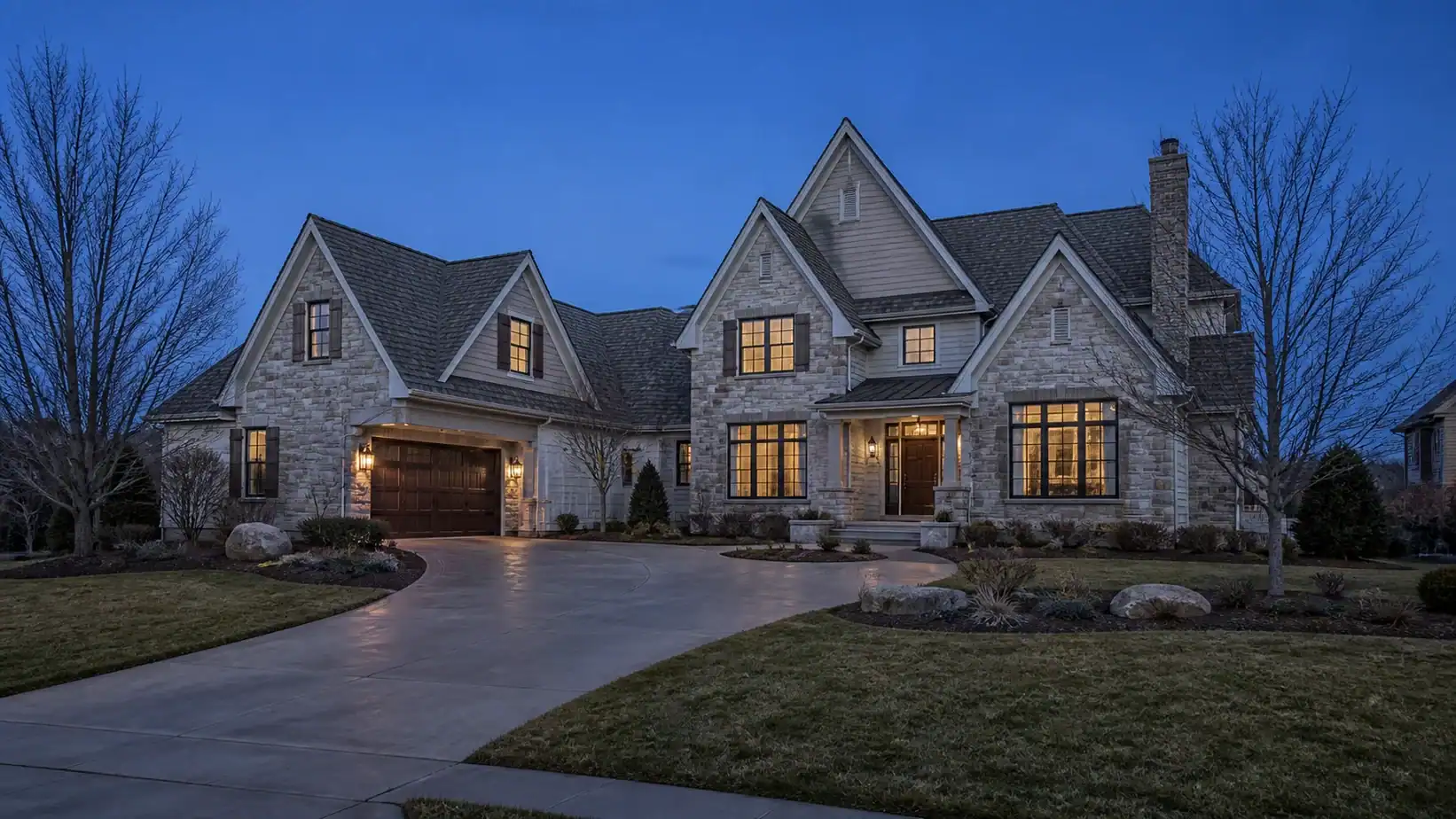 Home before professional holiday lighting